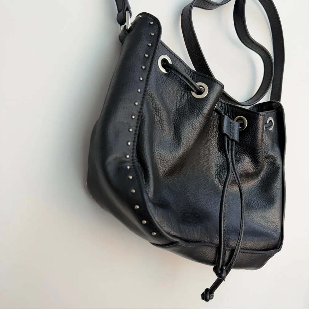 *New* Barney’s New York Black Leather Studded Bucket Bag - Picture 3 of 7